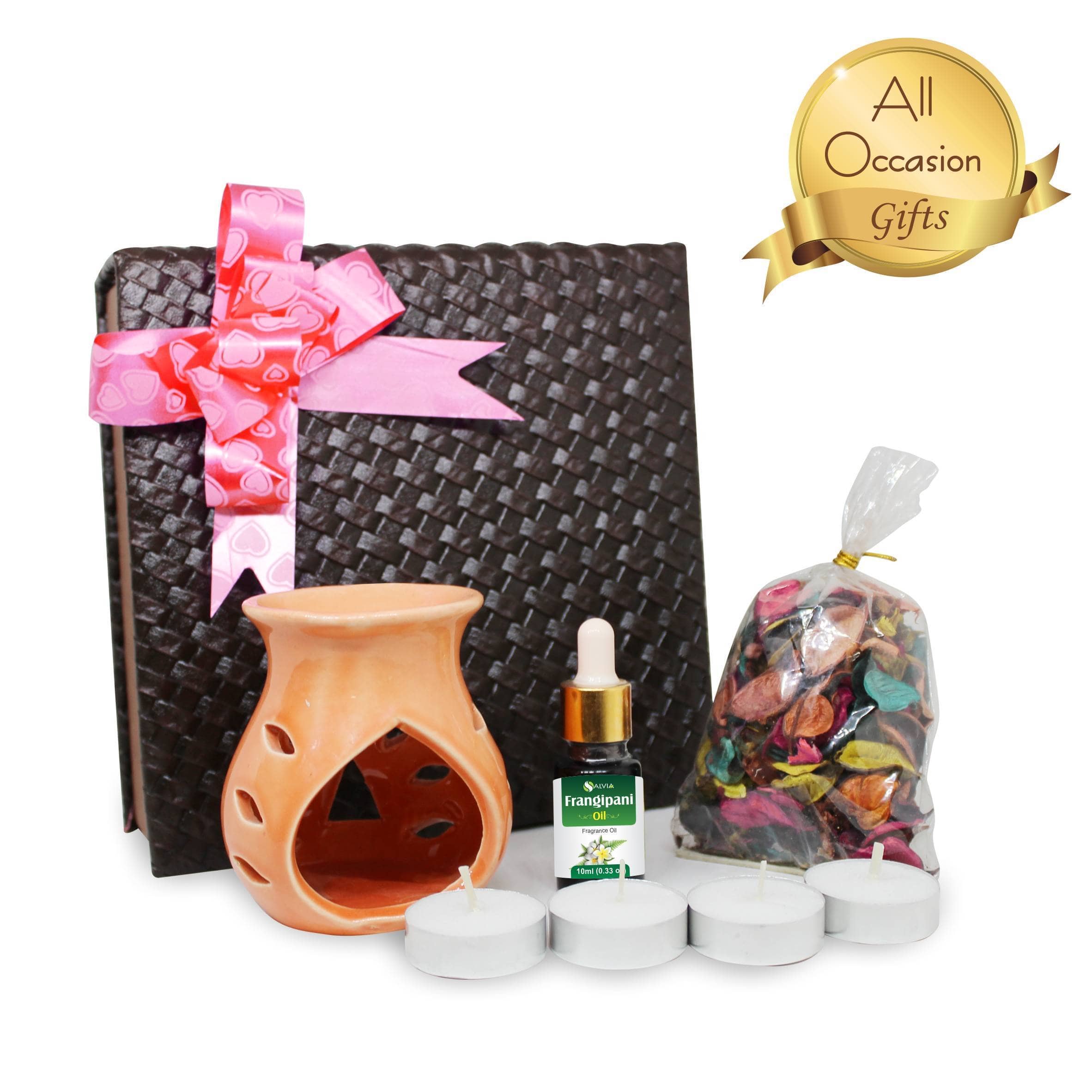 Salvia Gifts,Aromatherapy Combo Frangipani Oil with Ceramic Diffuser Gift Combo