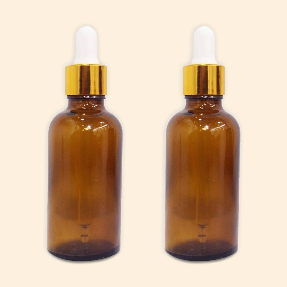 Shoprythm Packaging,Glass Amber Bottles Pack of 2 Glass Amber bottle with golden dropper & Funnel 4 Oz (2 Pack )