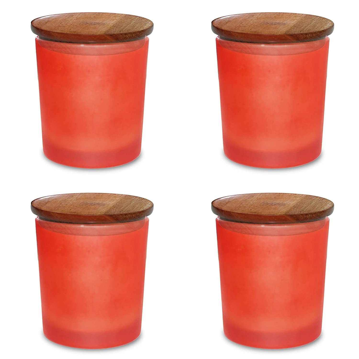 Shoprythm Packaging,Cosmetic Jar Red frosted jar with wooden lid