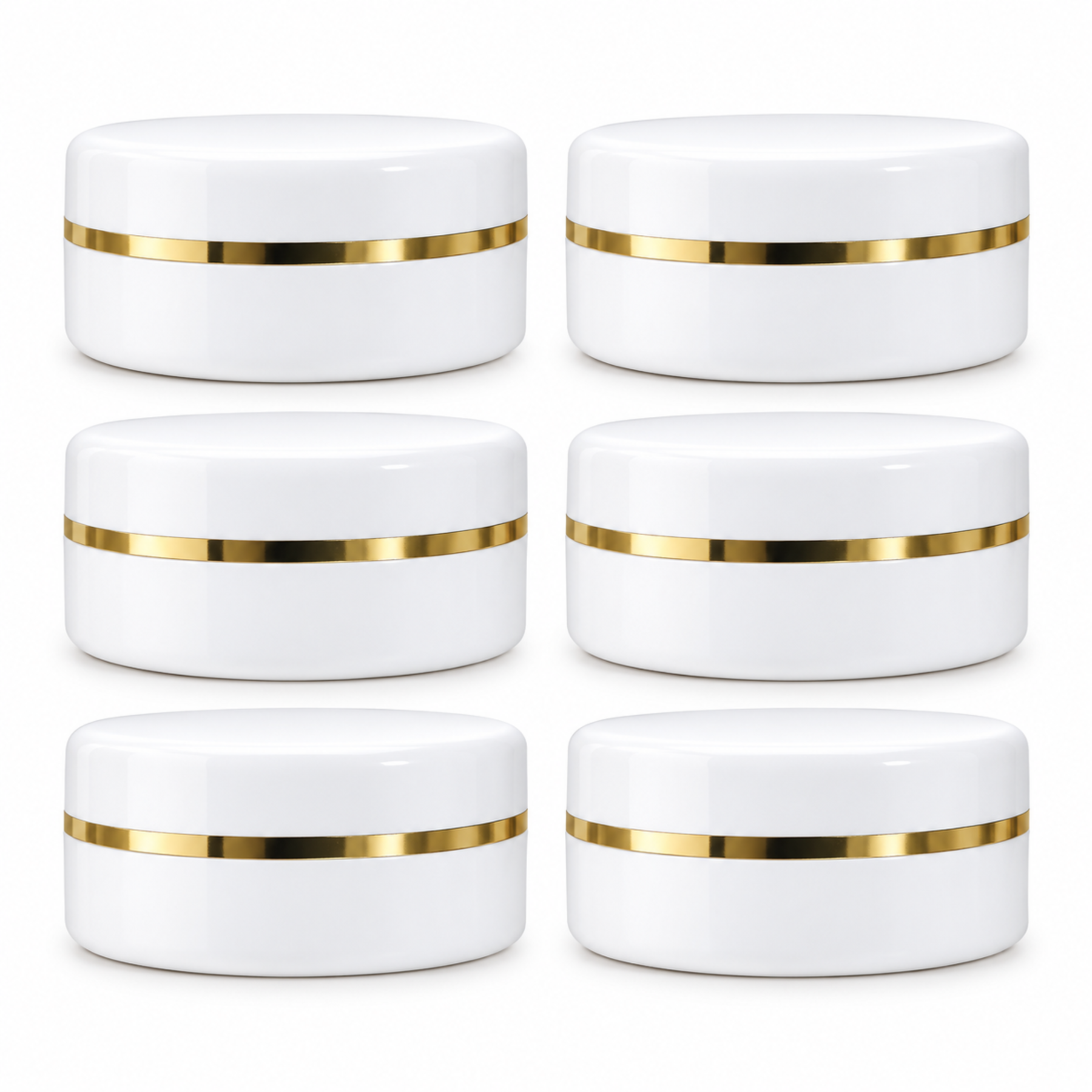 WHITE PLASTIC JAR WITH GOLDEN WHITE CAP 50gm