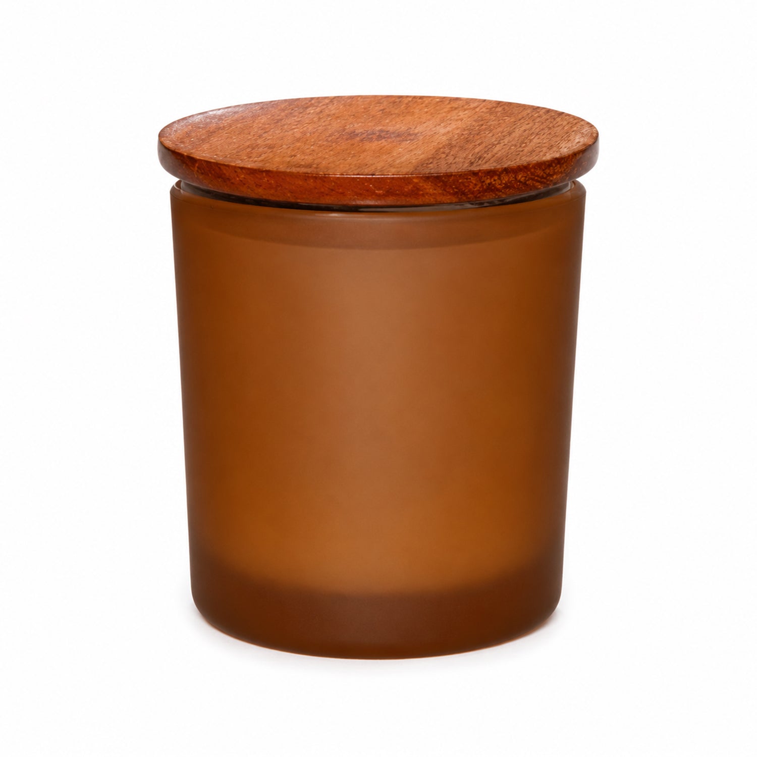 Amber Frosted Glass Jar with Wooden Lid