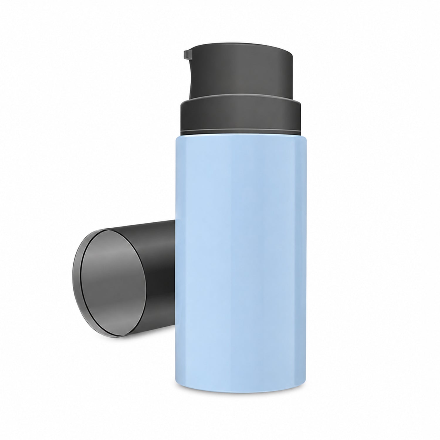 Blue Airless Bottle with Black Cap 15ml