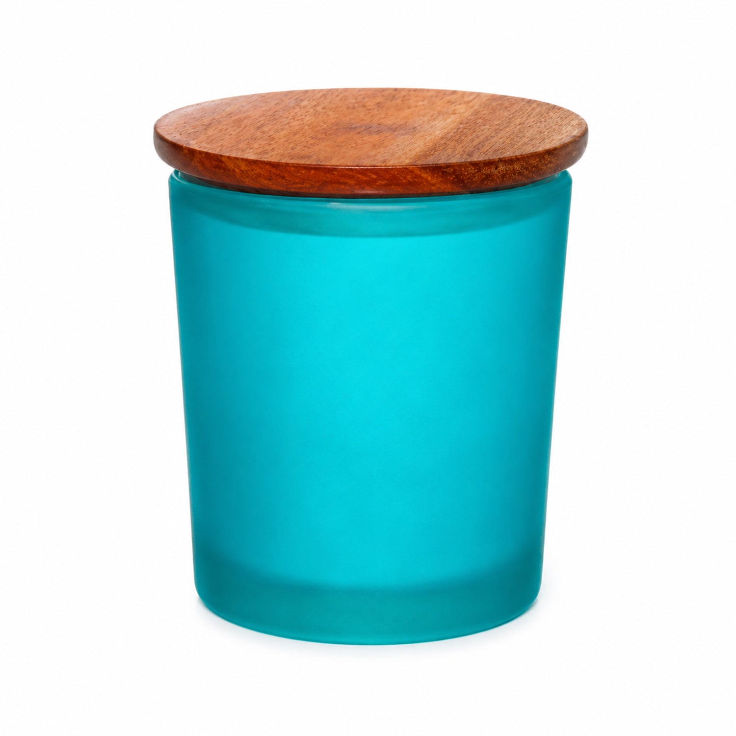 Blue Frosted GLASS JAR with wooden lid