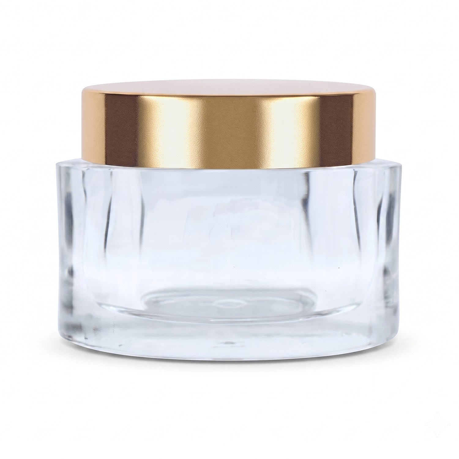 Empty Transparent Oval Acrylic San Jars with Golden Caps