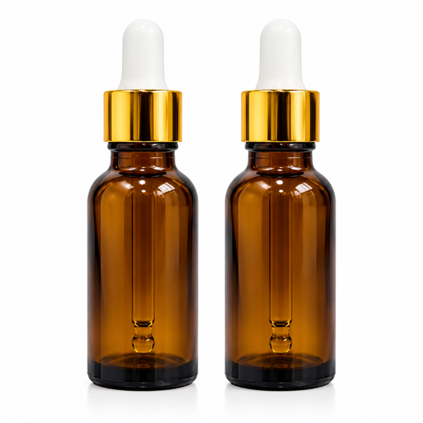 Glass Amber bottle with golden dropper & Funnel 18MM 30ML