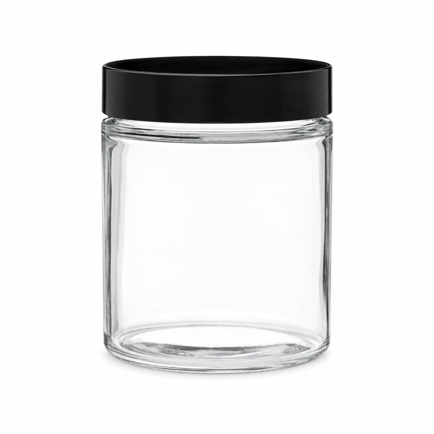 Glass jar with black cap