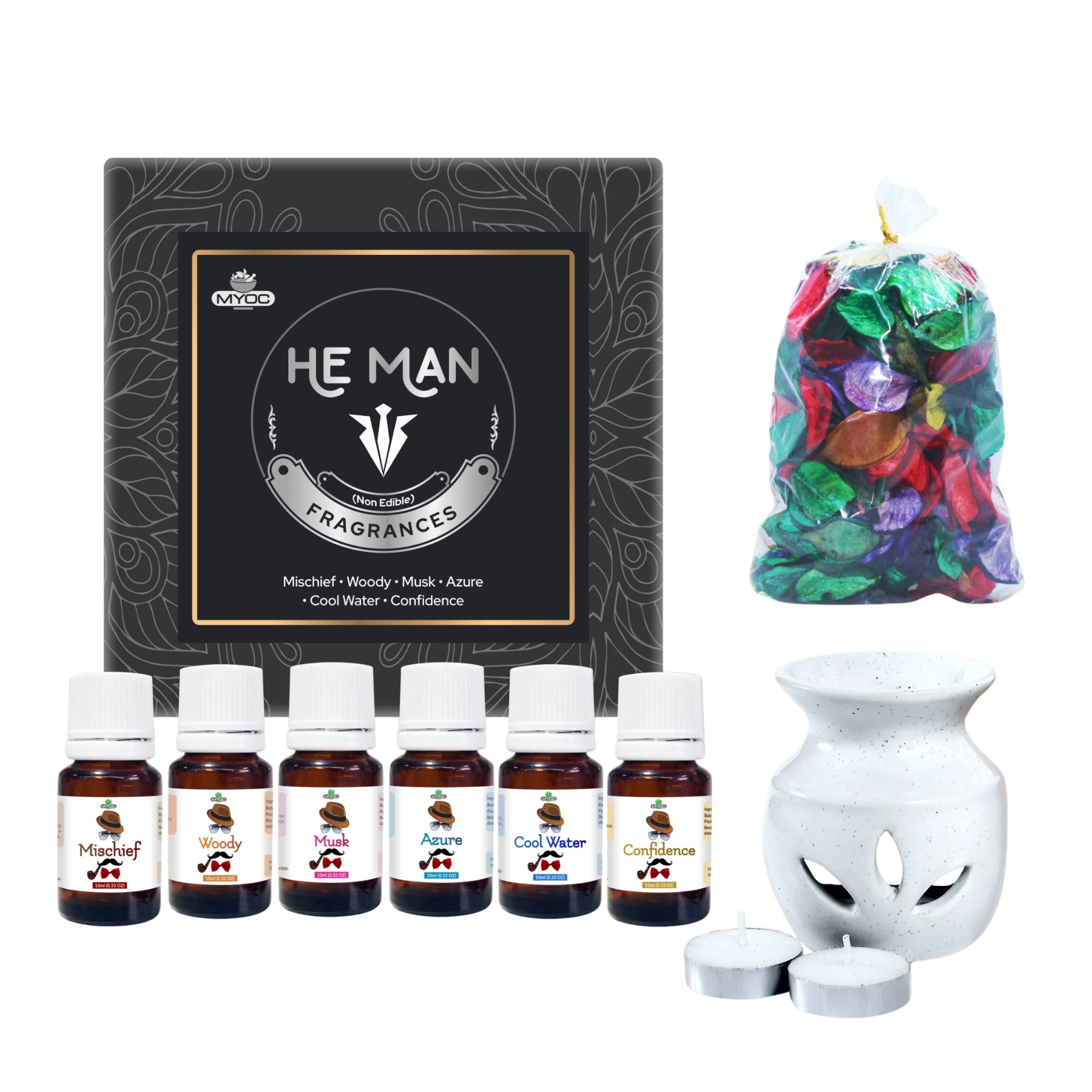 He Man Fragrances Oils Set of 6 Gift Combo Kit