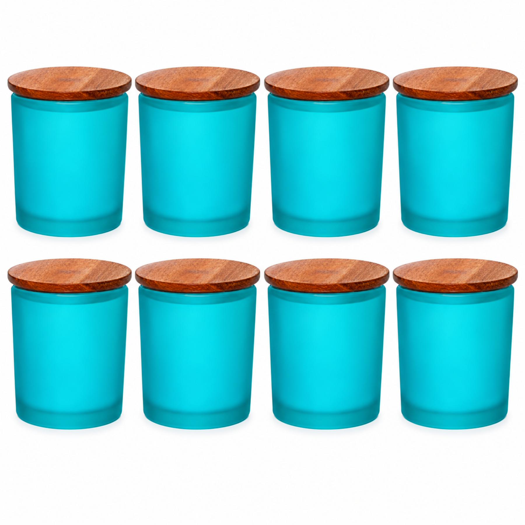 Blue Frosted GLASS JAR with wooden lid