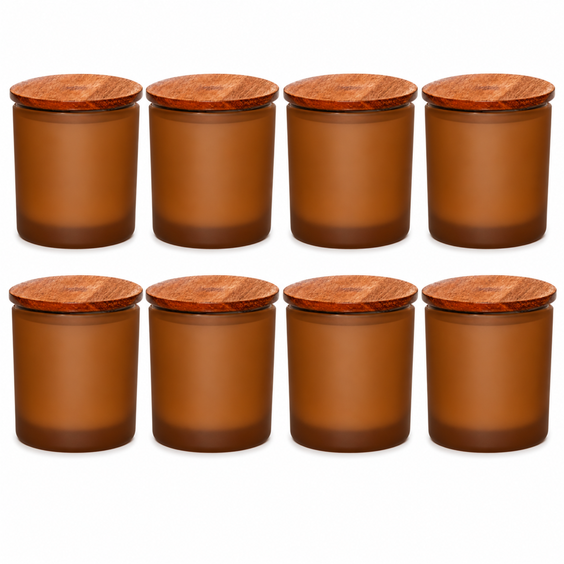 Amber Frosted Glass Jar with Wooden Lid