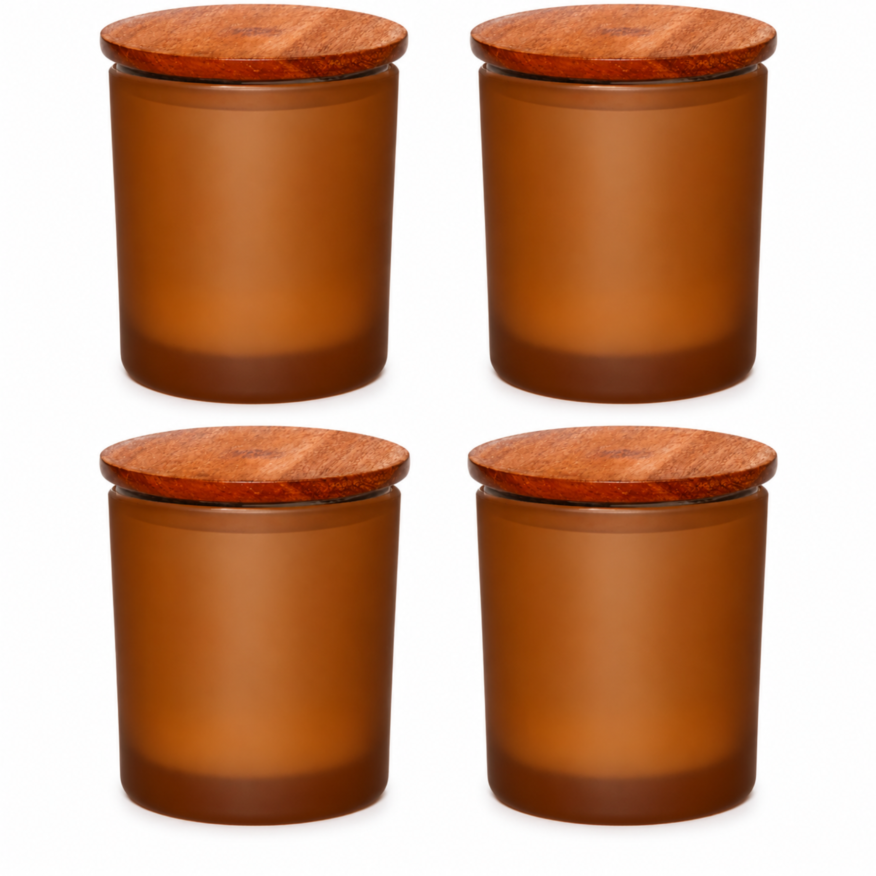 Amber Frosted Glass Jar with Wooden Lid