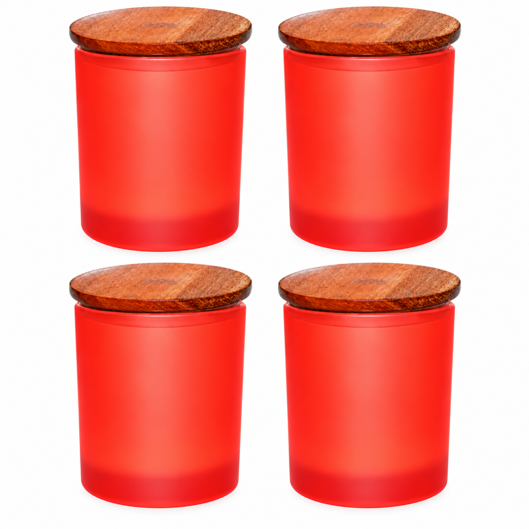 Red frosted jar with wooden lid