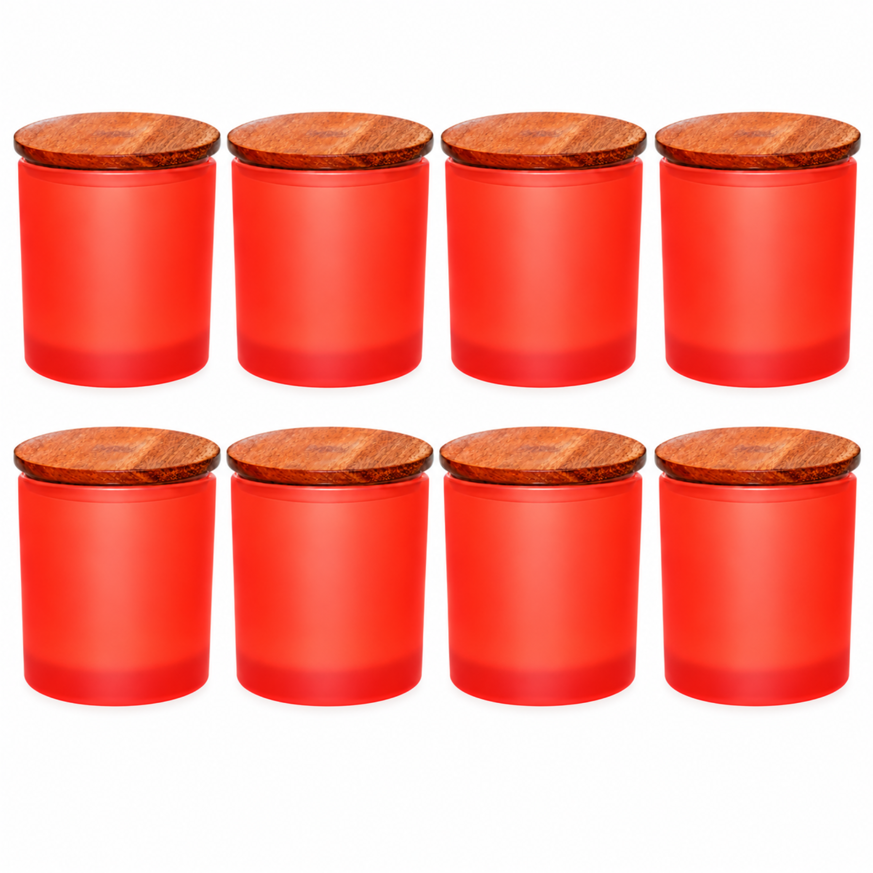 Red frosted jar with wooden lid