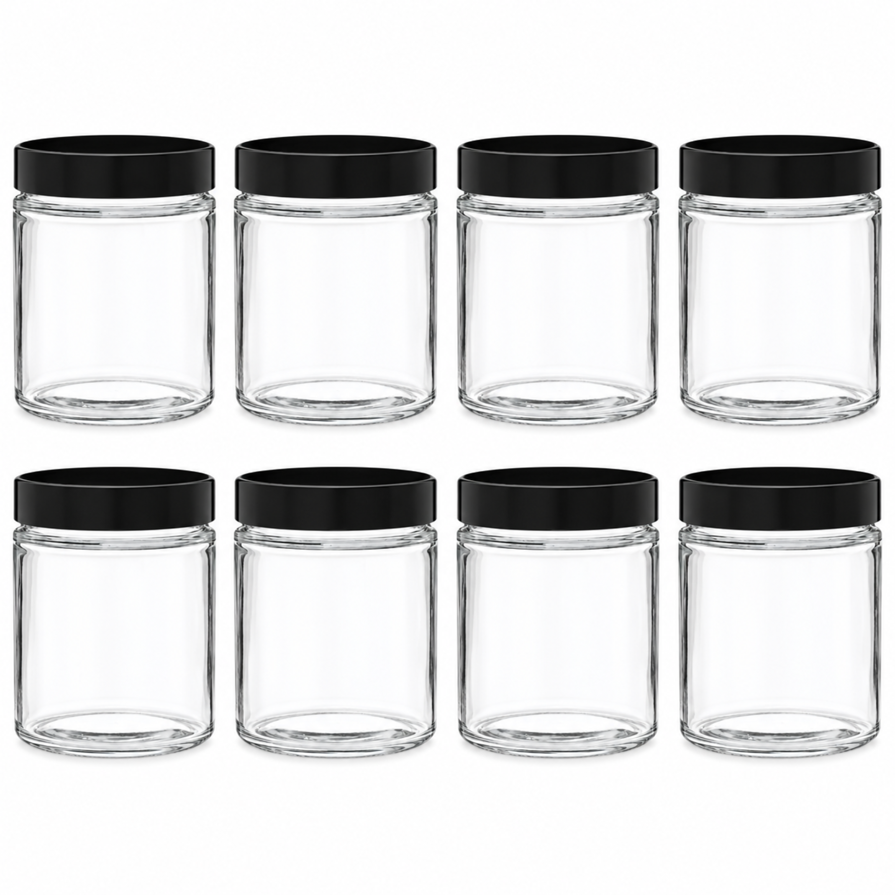 Glass jar with black cap