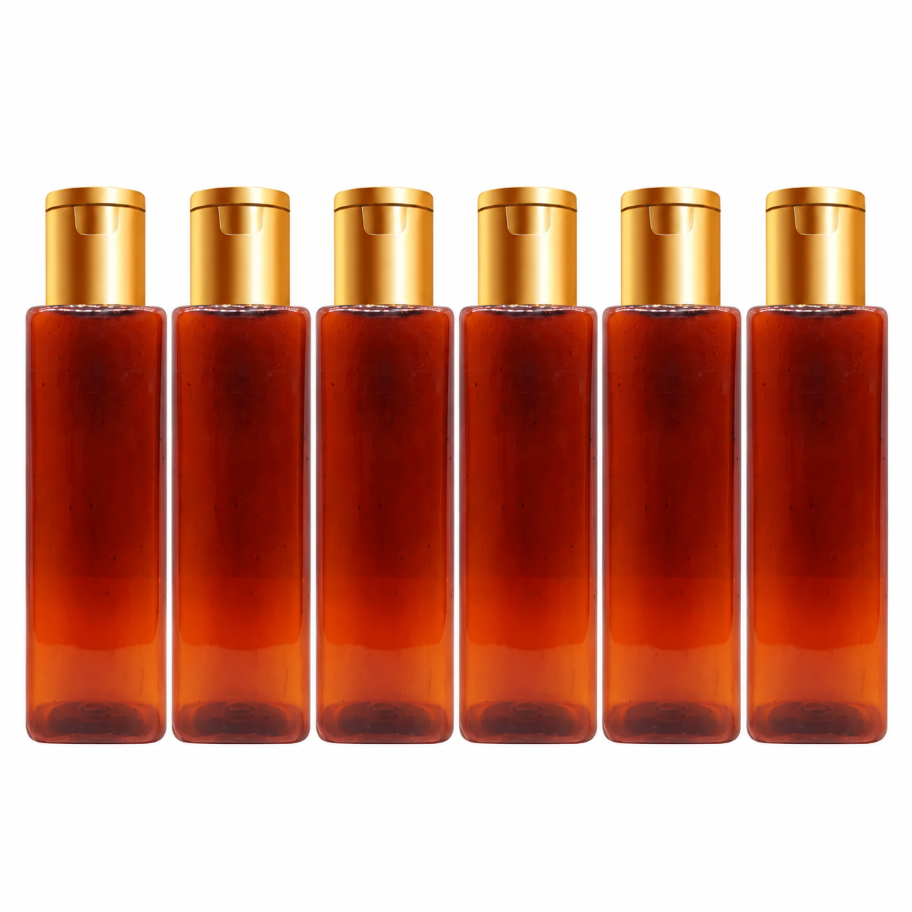 Empty Amber Square PET Bottle with Disc Flip 200ML