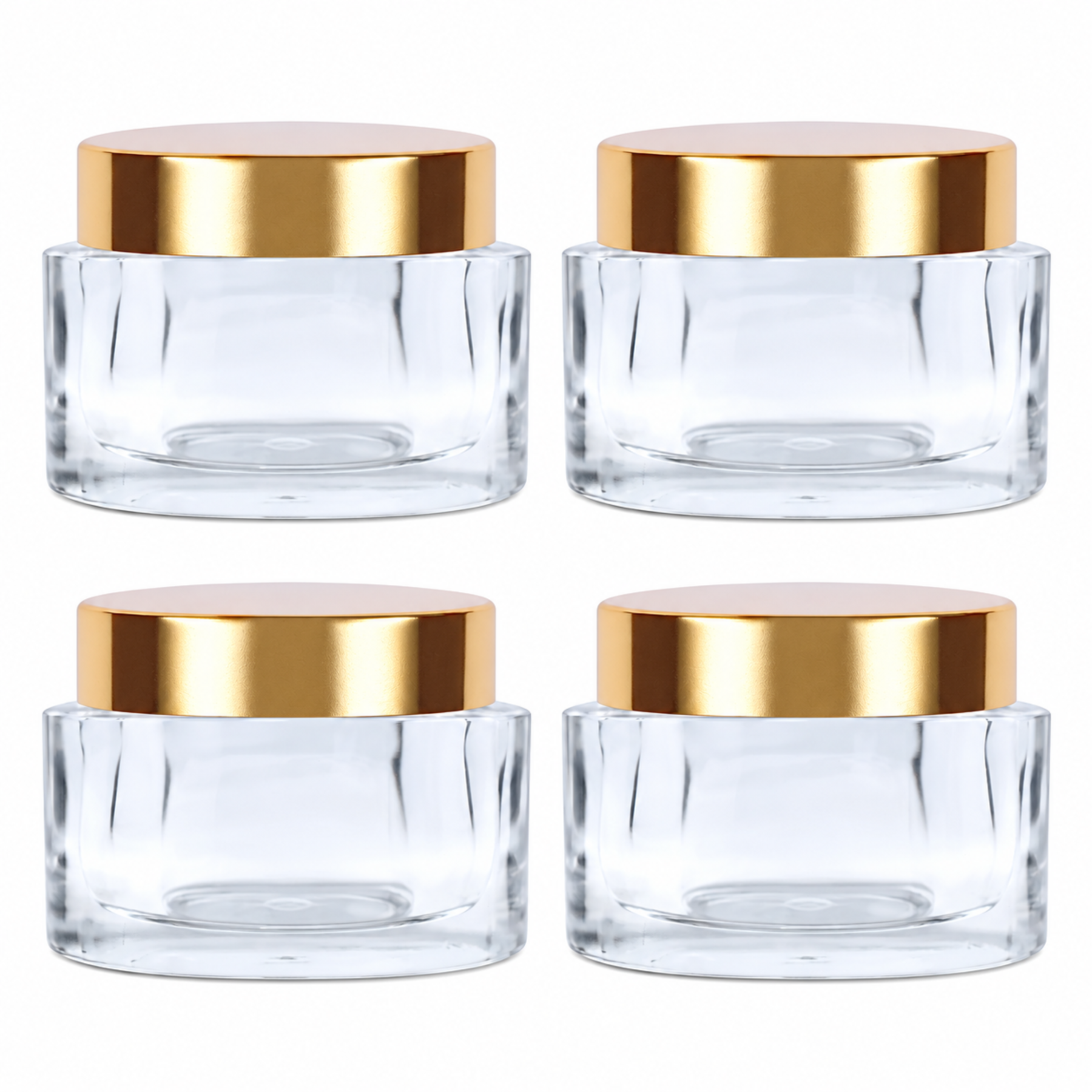 Empty Transparent Oval Acrylic San Jars with Golden Caps