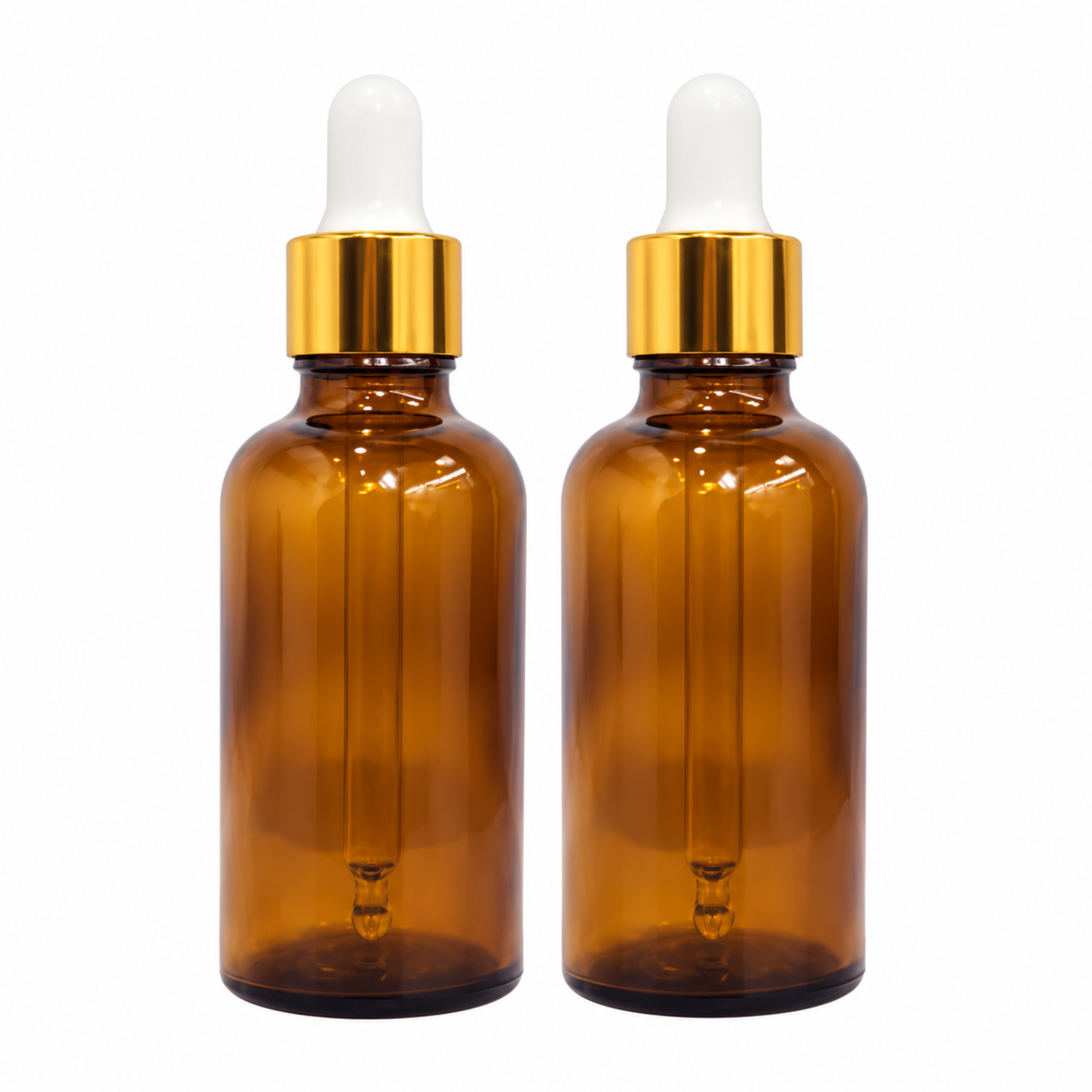 Glass Amber bottle with golden dropper & Funnel 18MM 50ML