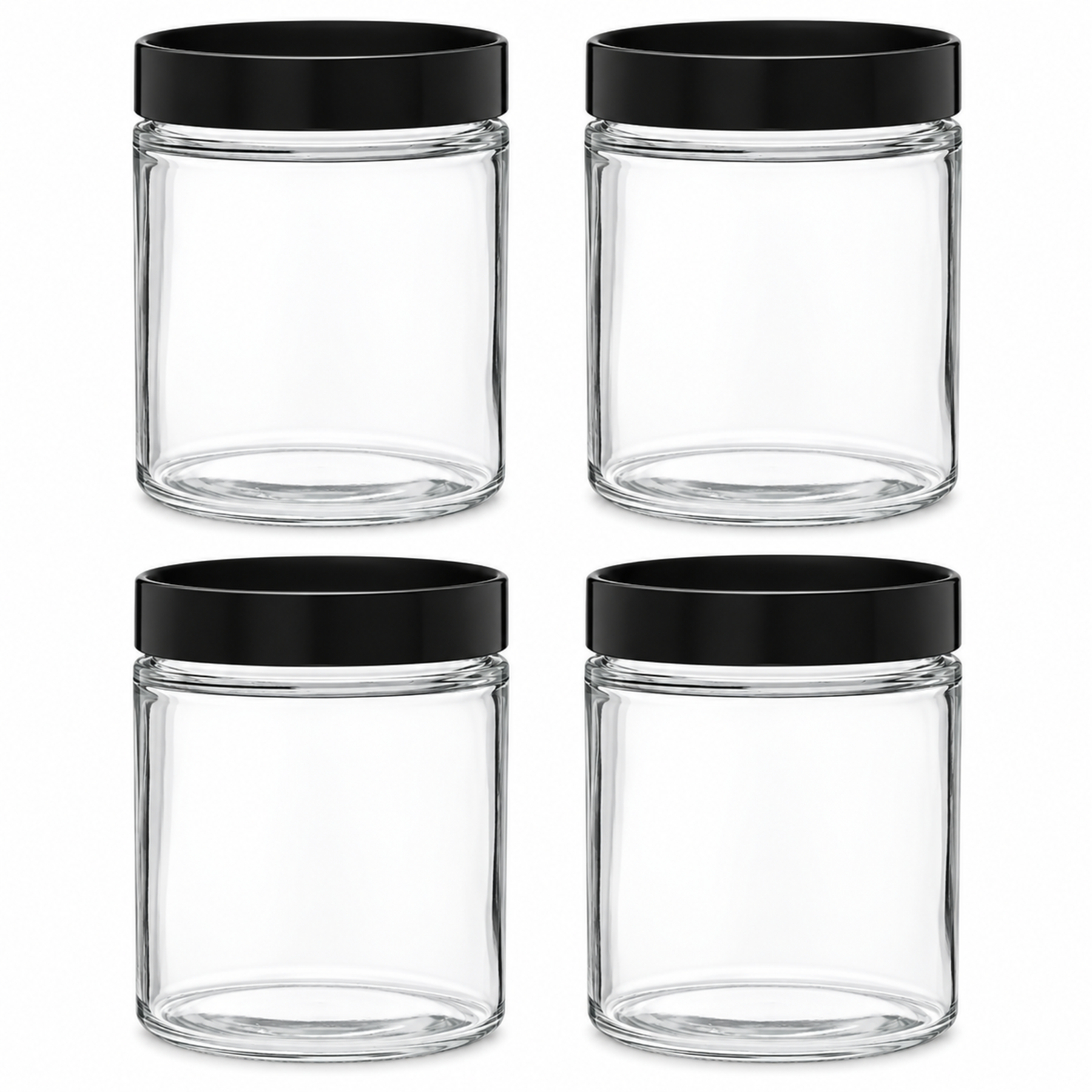 Glass jar with black cap