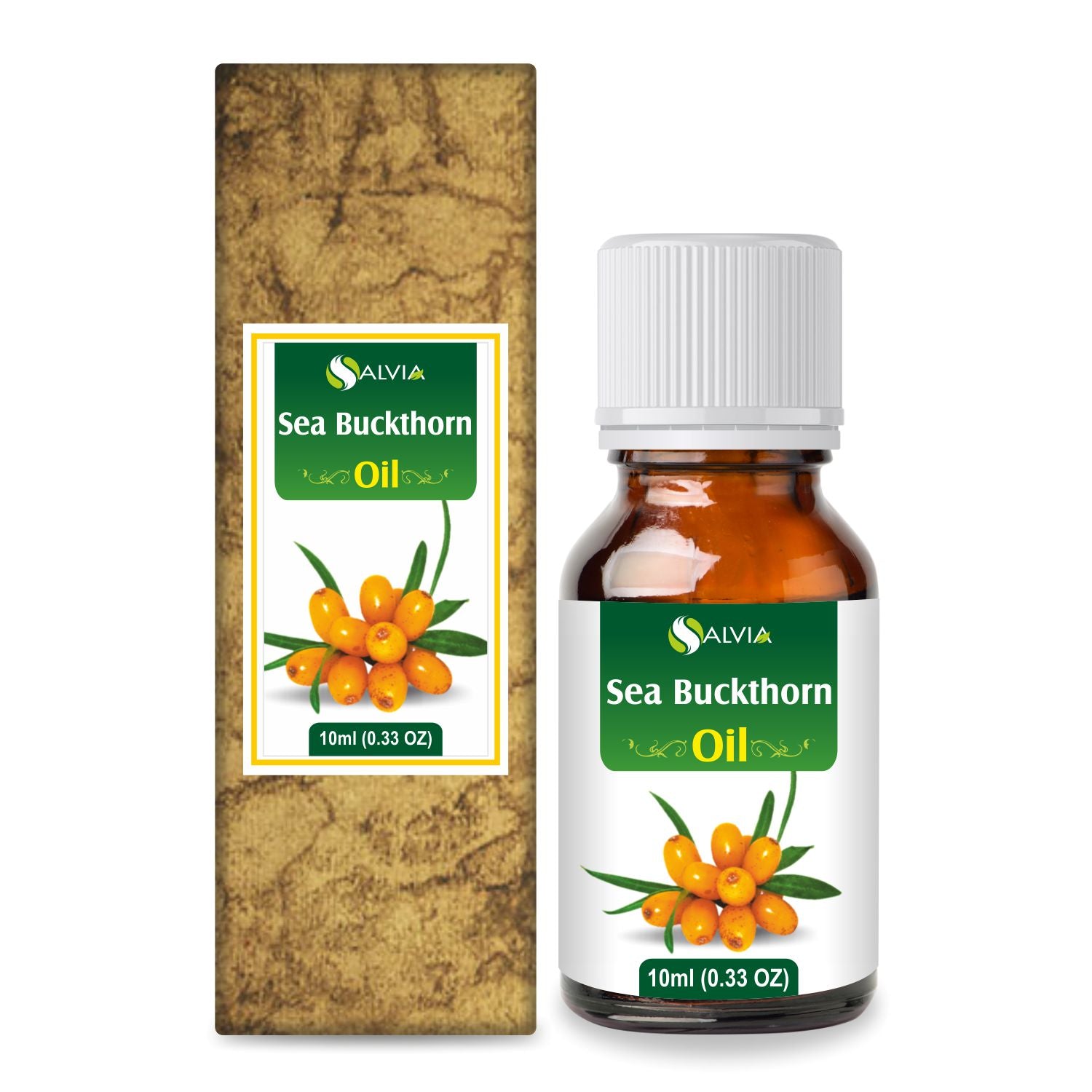 Salvia Sea Buckthorn Carrier Oil 10ml to 25L, Cold-Pressed, Skin Repair, Anti-Aging Support