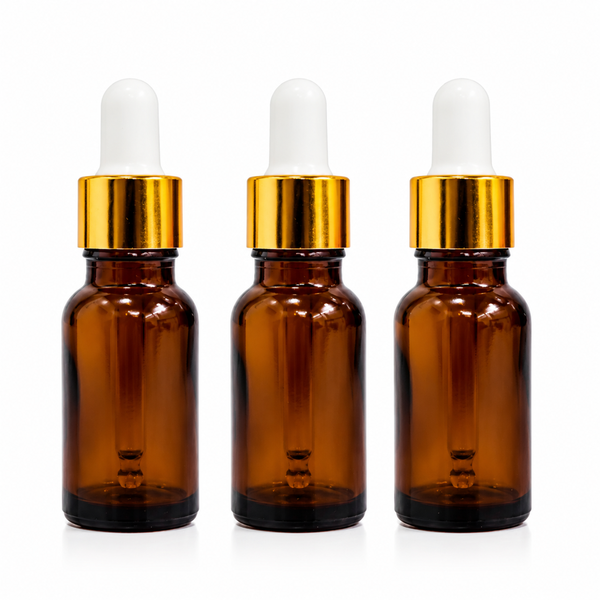 Shoprythm Glass Amber bottle with golden dropper & Funnel 18MM 10ML