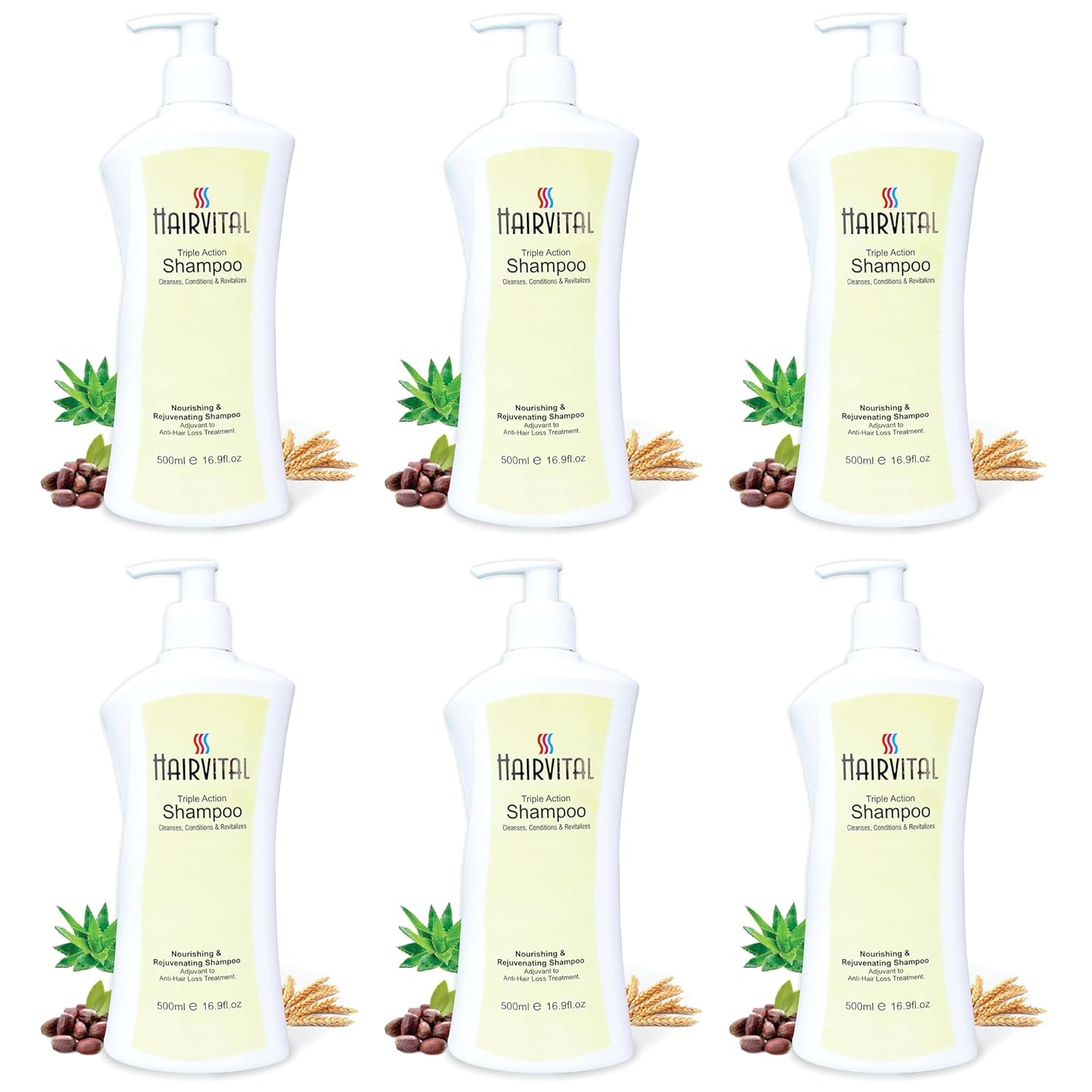 Salvia Hairvital,Dry Hair Pack of 6 Hairvital Shampoo - 500ml