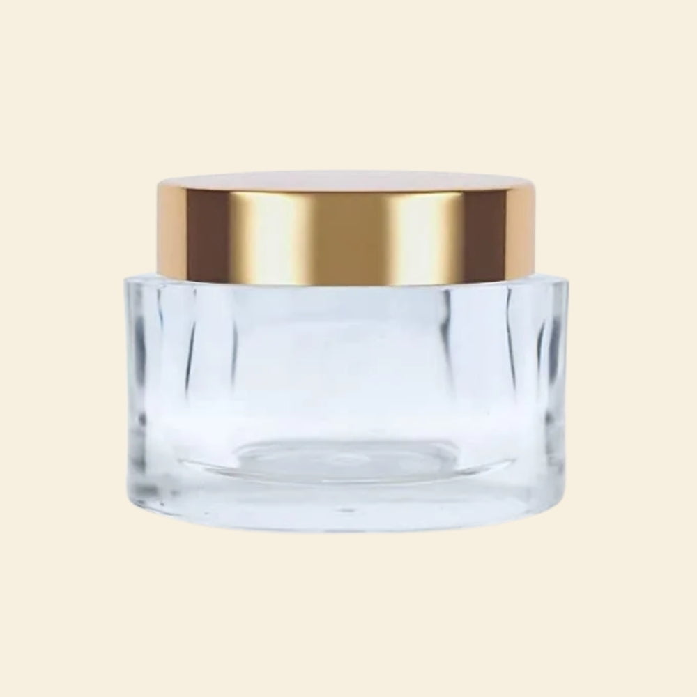 Shoprythm Cosmetic Jar Empty Transparent Oval Acrylic San Jars with Golden Caps