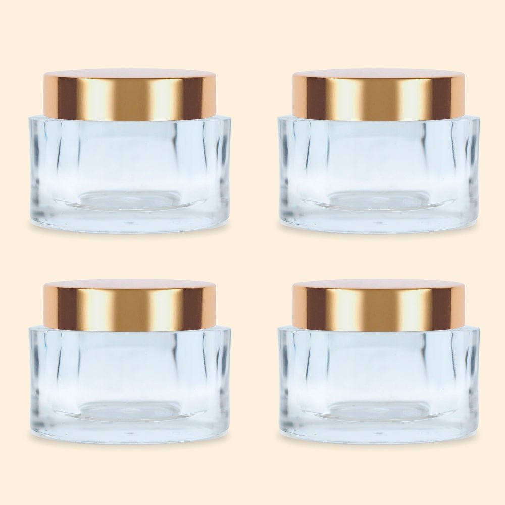 Shoprythm Cosmetic Jar Empty Transparent Oval Acrylic San Jars with Golden Caps