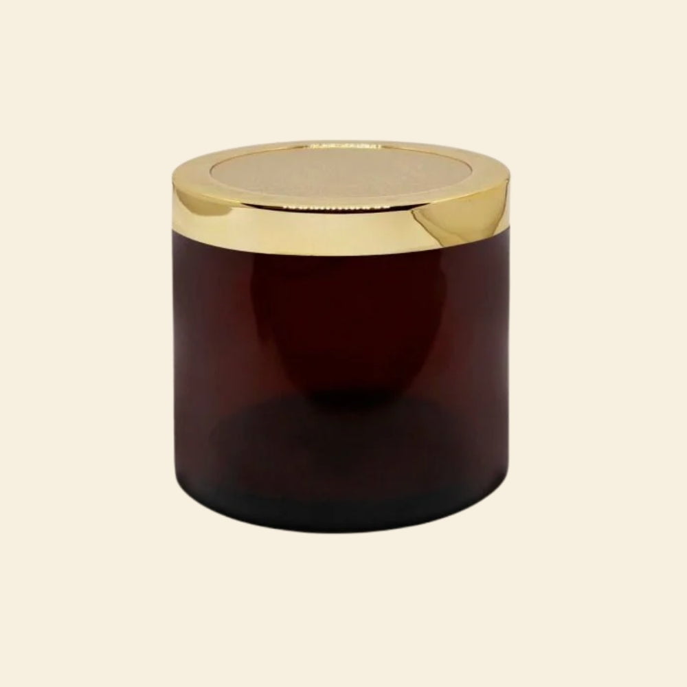 Shoprythm Cosmetic Jar MYOC Amber San Jars with Golden Cap Inner lid for Creams, Gel, Body Scrub Butter, DIY Cosmetic Use, Storage Jar- 100gm (Pack of 4)