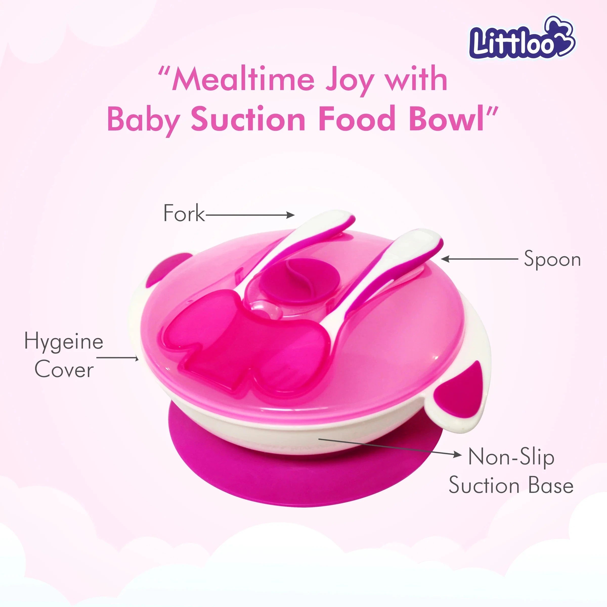 Shoprythm Littloo Feeding Bowl with Fork & Spoon Pink