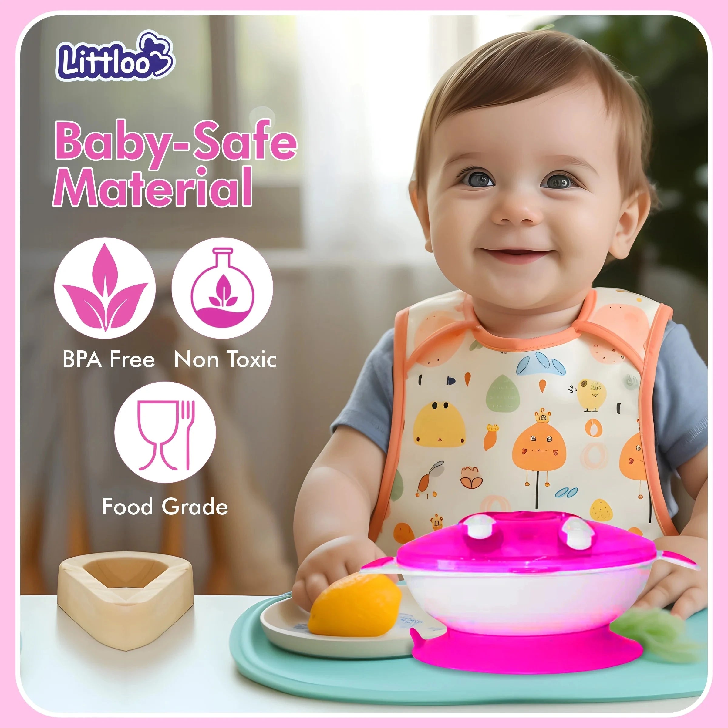 Shoprythm Littloo Feeding Bowl with Fork & Spoon Pink