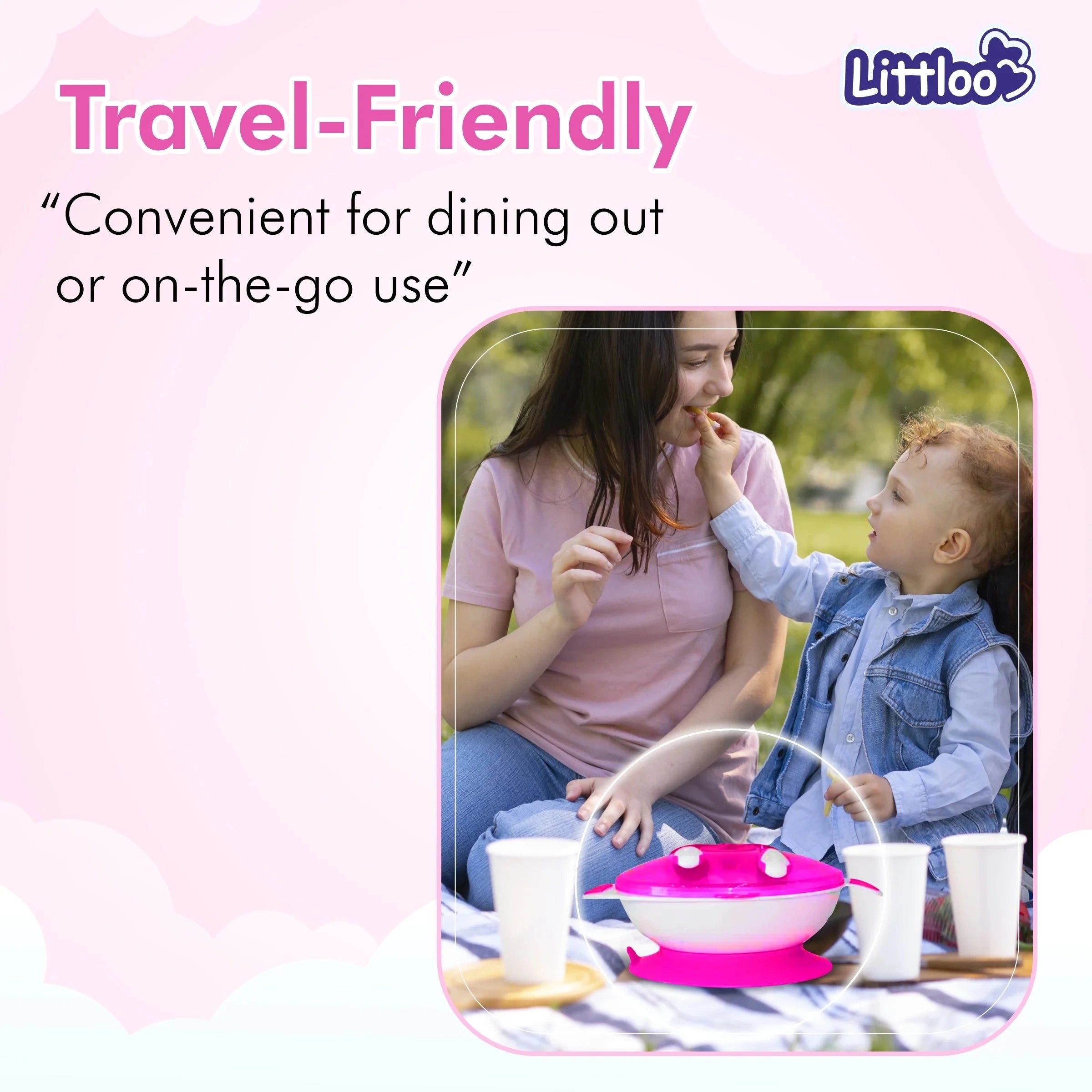 Shoprythm Littloo Feeding Bowl with Fork & Spoon Pink