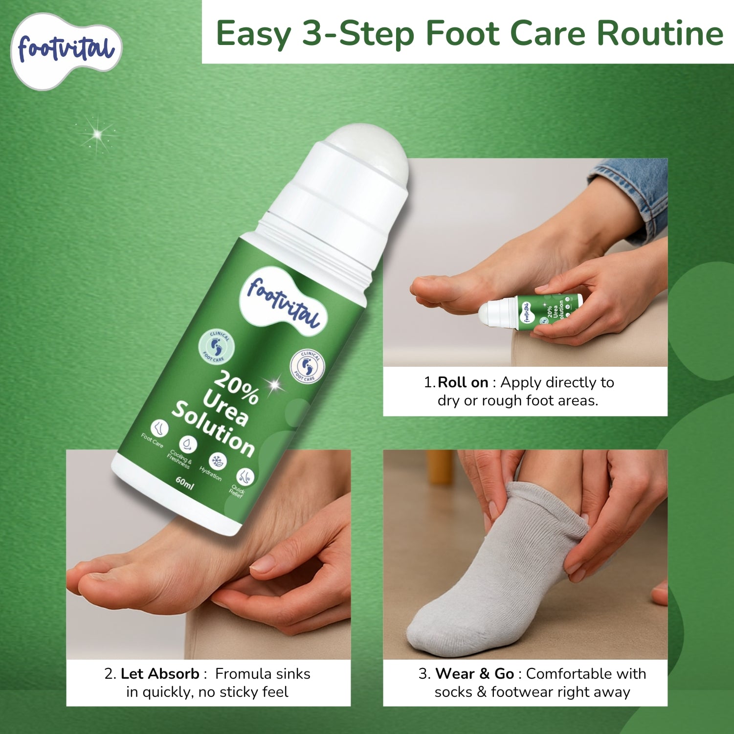 Shoprythm New Arrival,footvital Roll on 20% urea solution