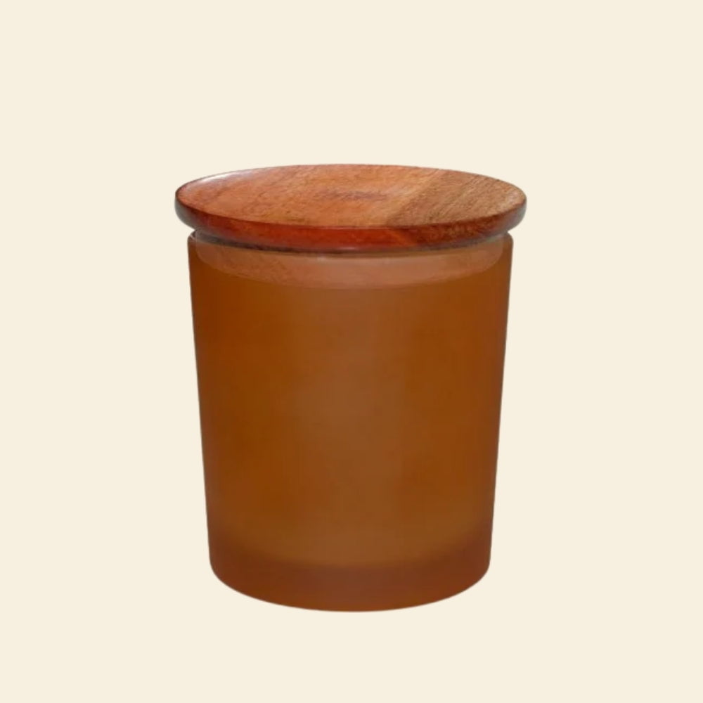 Shoprythm Packaging,Cosmetic Jar Amber Frosted Glass Jar with Wooden Lid