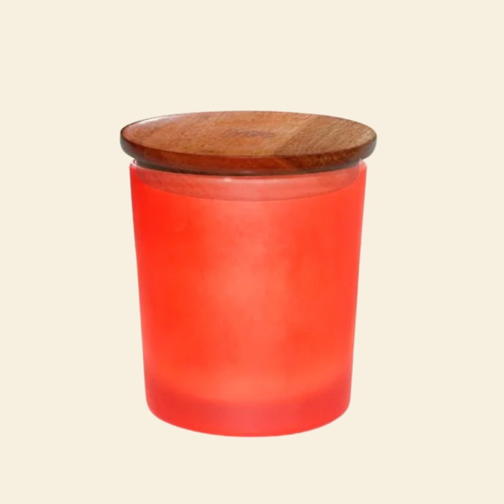 Shoprythm Packaging,Cosmetic Jar Red frosted jar with wooden lid