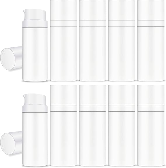 Shoprythm Packaging Pack of 10 White Airless Bottle with White Cap 15ml