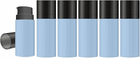 Shoprythm Packaging Pack of 6 Blue Airless Bottle with Black Cap – 15ml