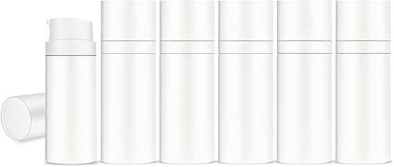 Shoprythm Packaging Pack of 6 White Airless Bottle with White Cap 15ml