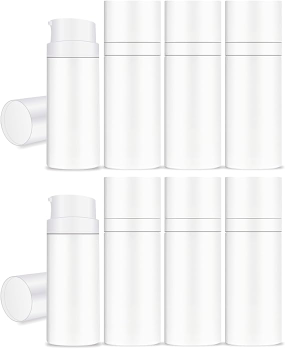 Shoprythm Packaging Pack of 8 White Airless Bottle with White Cap 15ml
