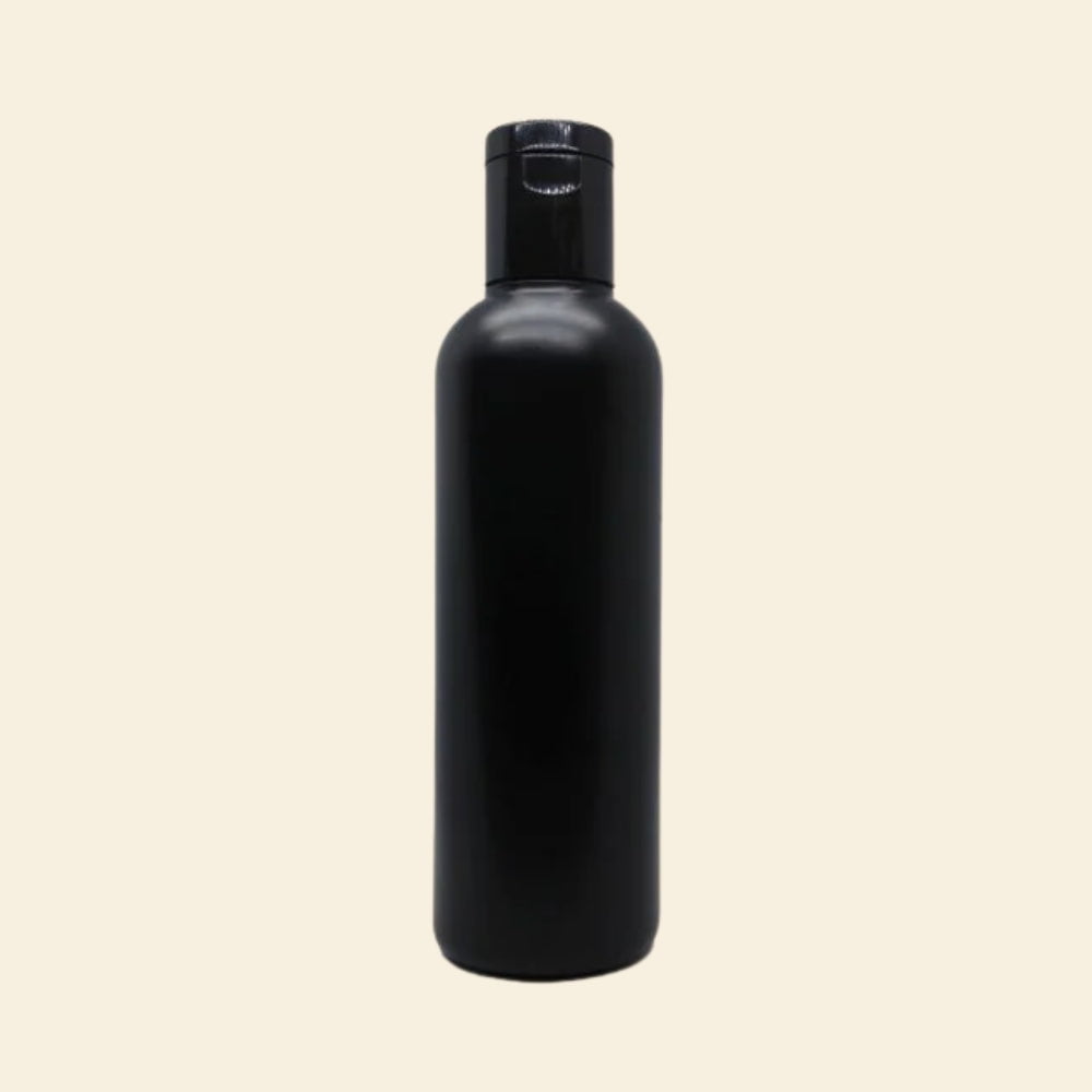 Shoprythm Packaging,Plastic Travel Bottles Empty Black HDPE Bottle with Disc Flip Top Cap Refillable Reusable 200ml(Pack of 6)