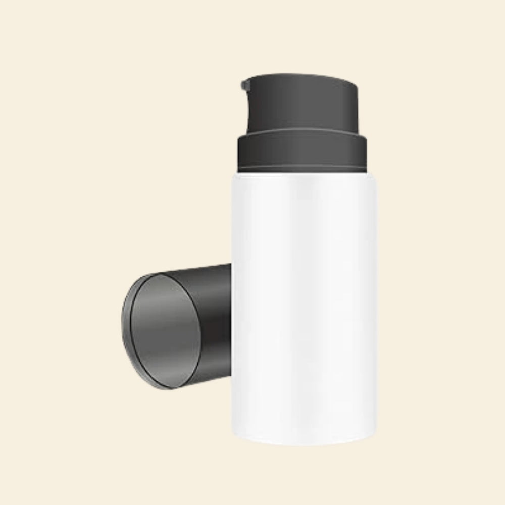 Shoprythm Packaging White Airless Bottle 15ml with Black Cap