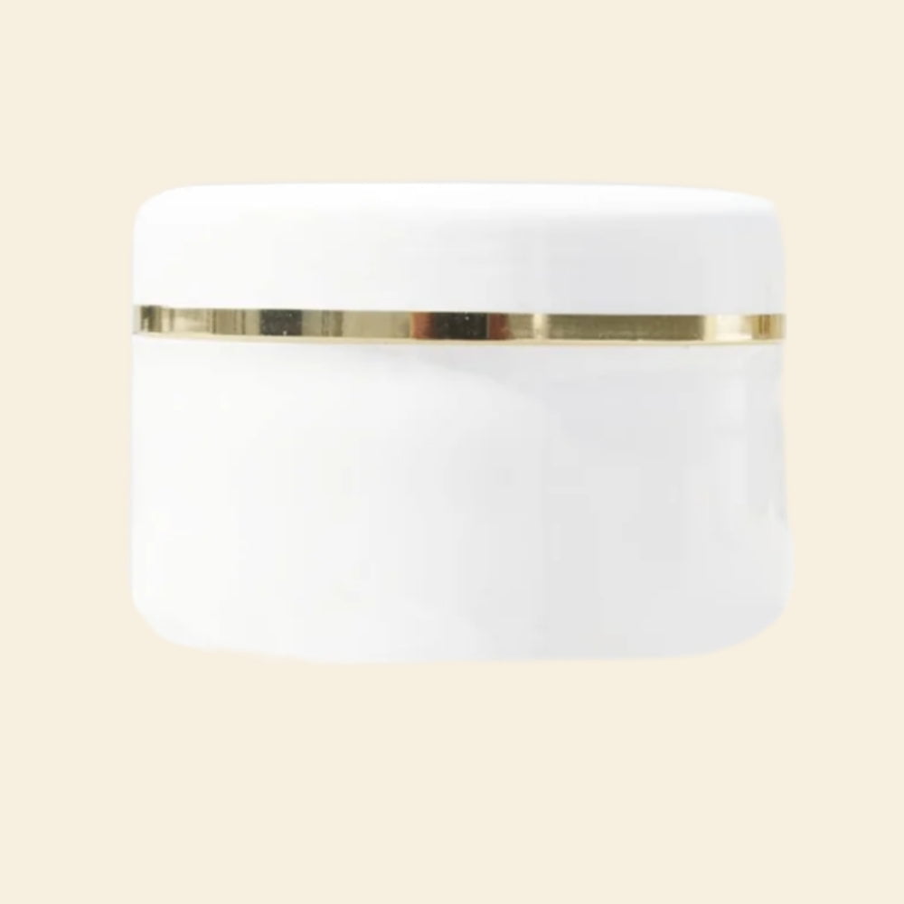 Shoprythm WHITE PLASTIC JAR WITH GOLDEN WHITE CAP 100gm