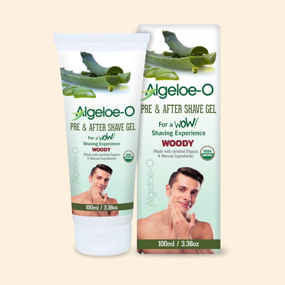 shoprythmindia Algeloe,Men's Grooming Pack of 1 Aloevera Pre And After Shave Gel 100ml Woody