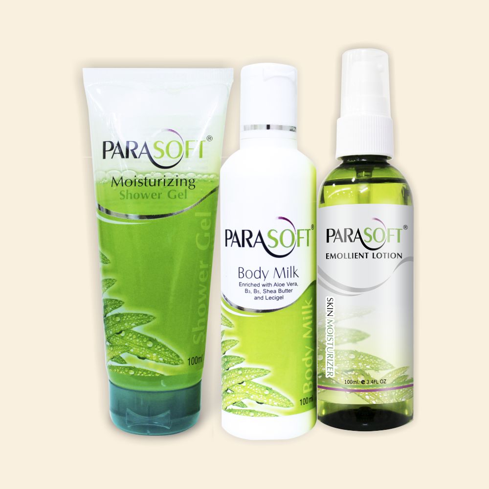 shoprythmindia Dry Skin Care Combo Parasoft Body Milk, Shower Gel & Parasoft Lotion