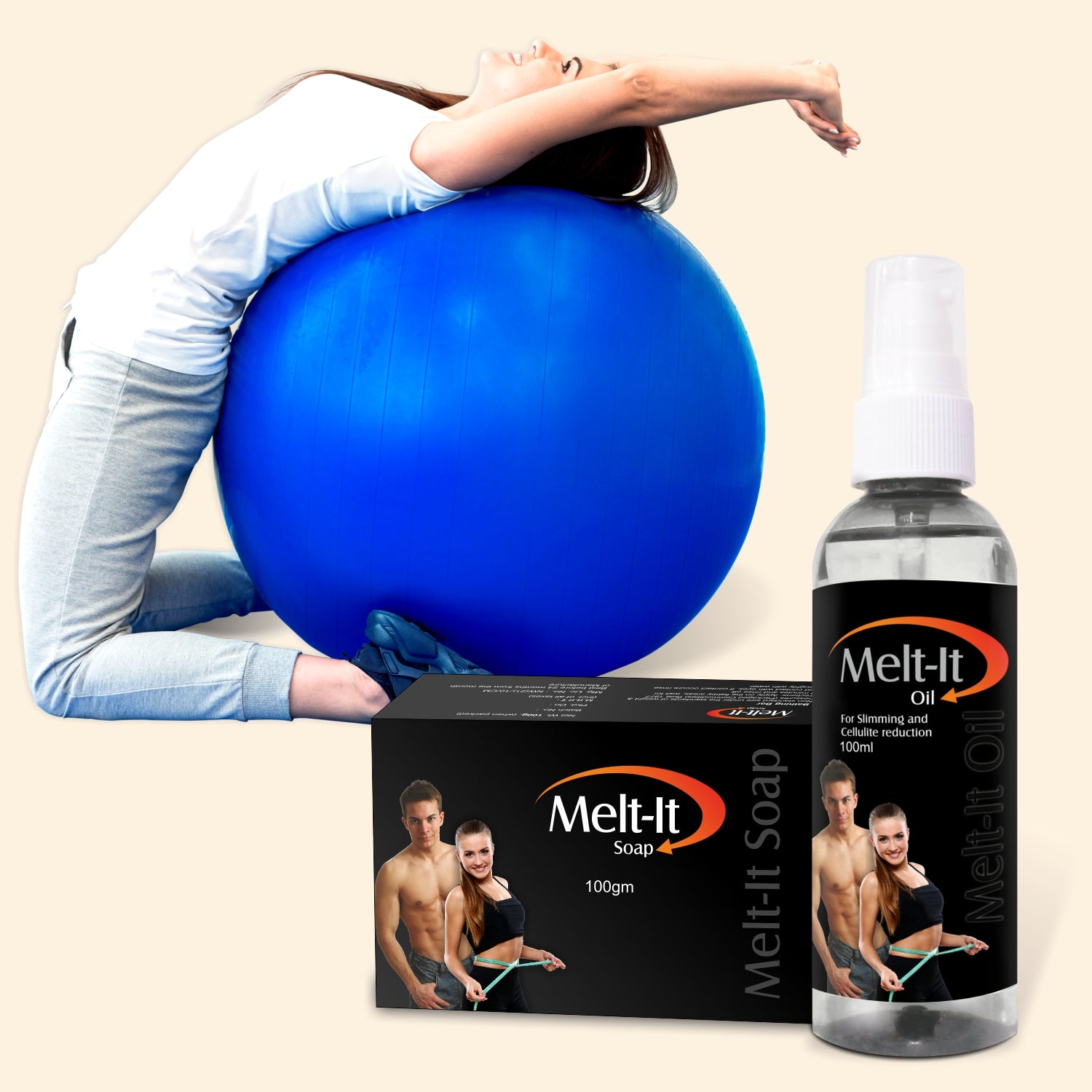 shoprythmindia Meltit Combo Melt it Oil and Melt-it Soap with Gym Ball