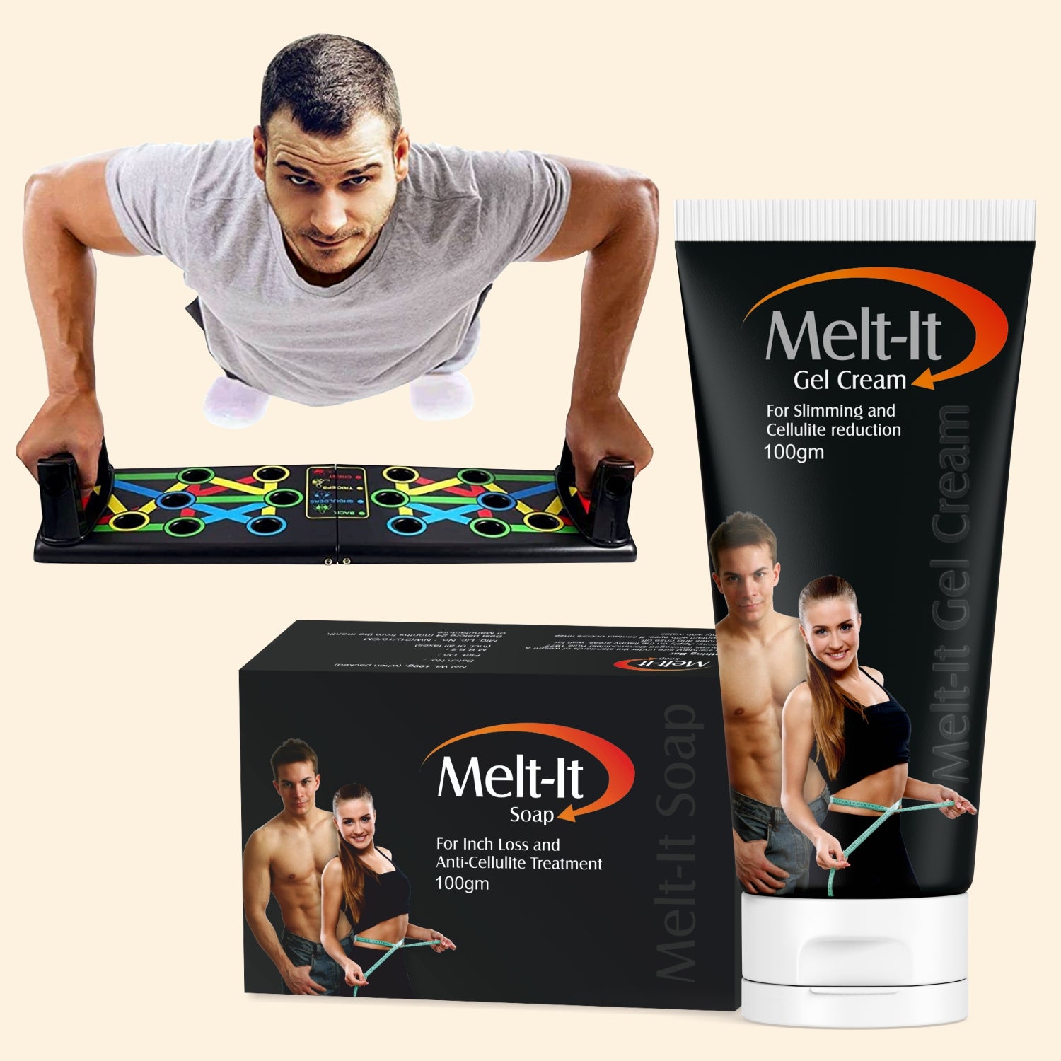 shoprythmindia Meltit Combo Push-up Board and Melt It Cream (Free Melt It Soap)