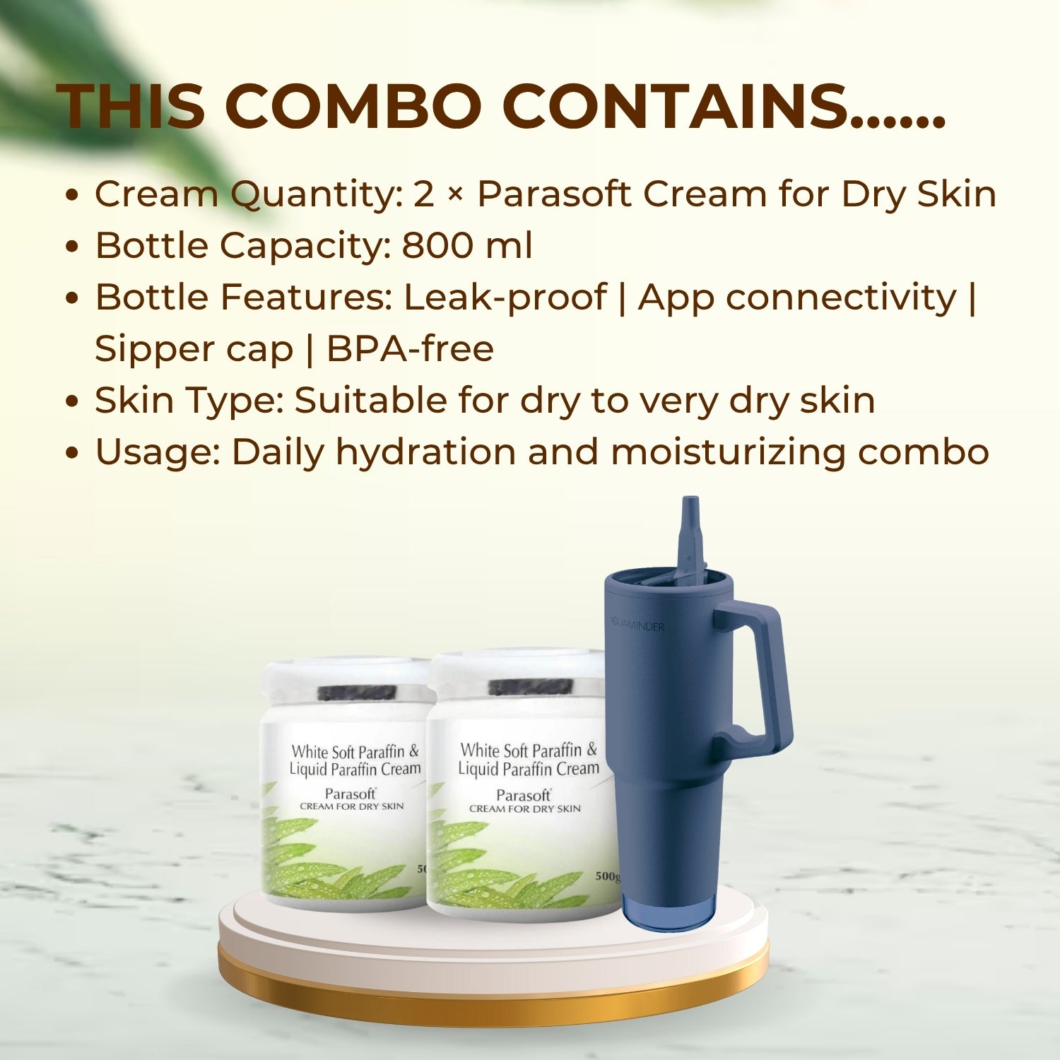 shoprythmindia Parasoft,Body & Foot Cream, Best Selling Products Hydrate Inside & Out Combo – Parasoft Cream + Smart Hydration Bottle