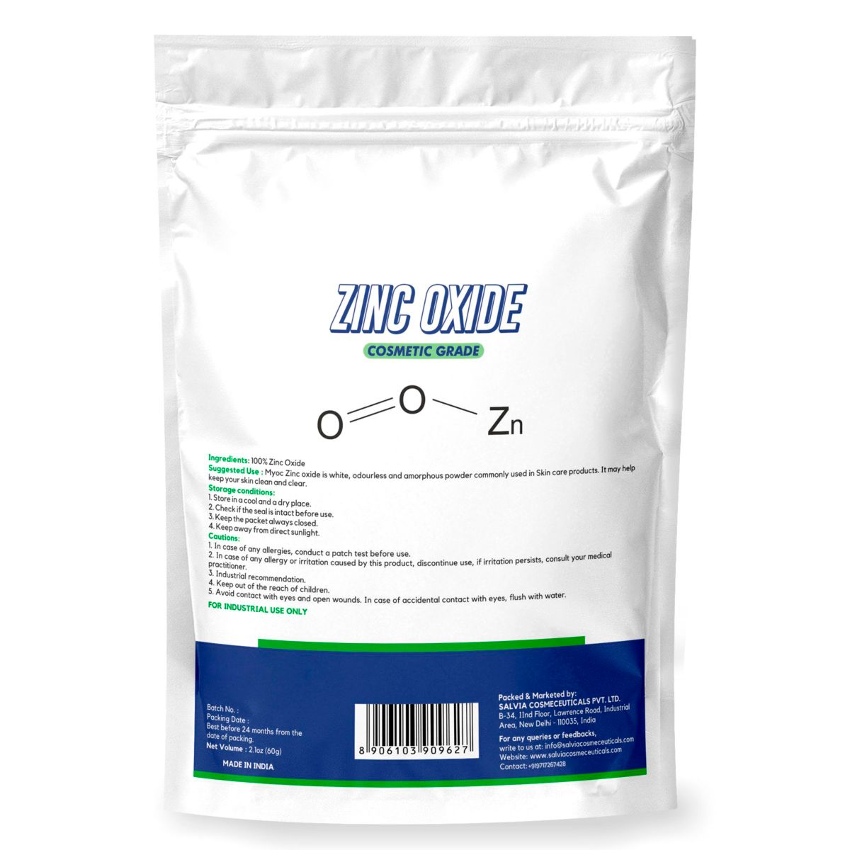 Salvia Cosmetic Raw Material,United States Myoc White Zinc Oxide Powder for Skin