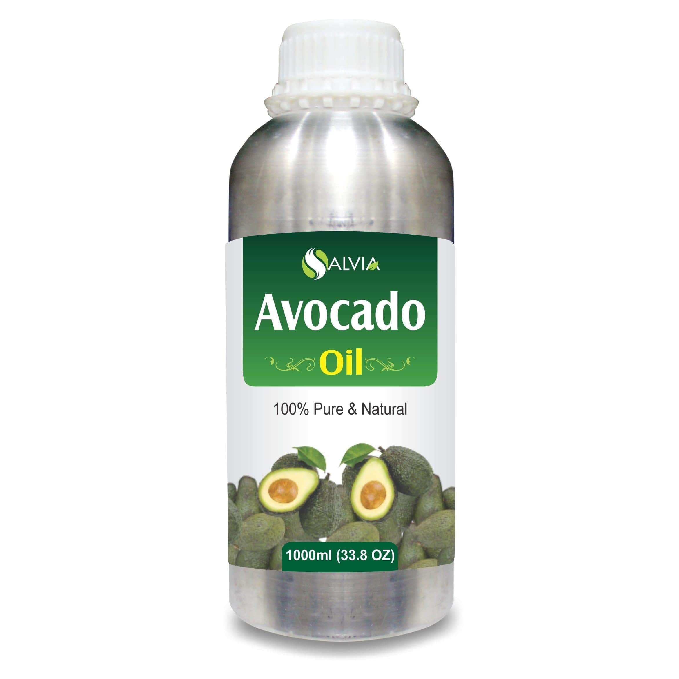 Salvia Natural Carrier Oils 1000ml Avocado Oil (Persea Americana) 100% Natural Pure Carrier Oil Moisturizes & Strengthens Hair Collagen