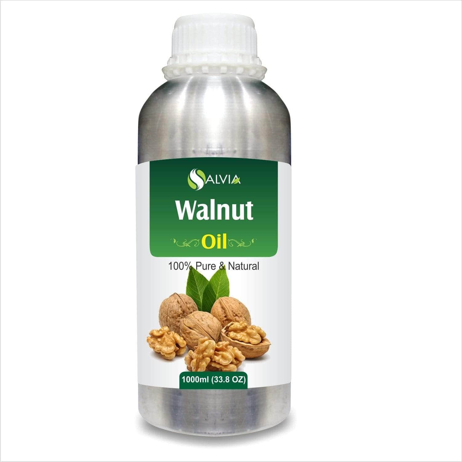 Salvia Natural Carrier Oils 1000ml Walnut Oil (Juglans-Regia) 100% Natural Pure Carrier Oil Strengthens Hair Root, Promotes hair Growth, Anti-Aging Properties, Moisturizes, Reduces Scars, Solves  Psoriasis & More