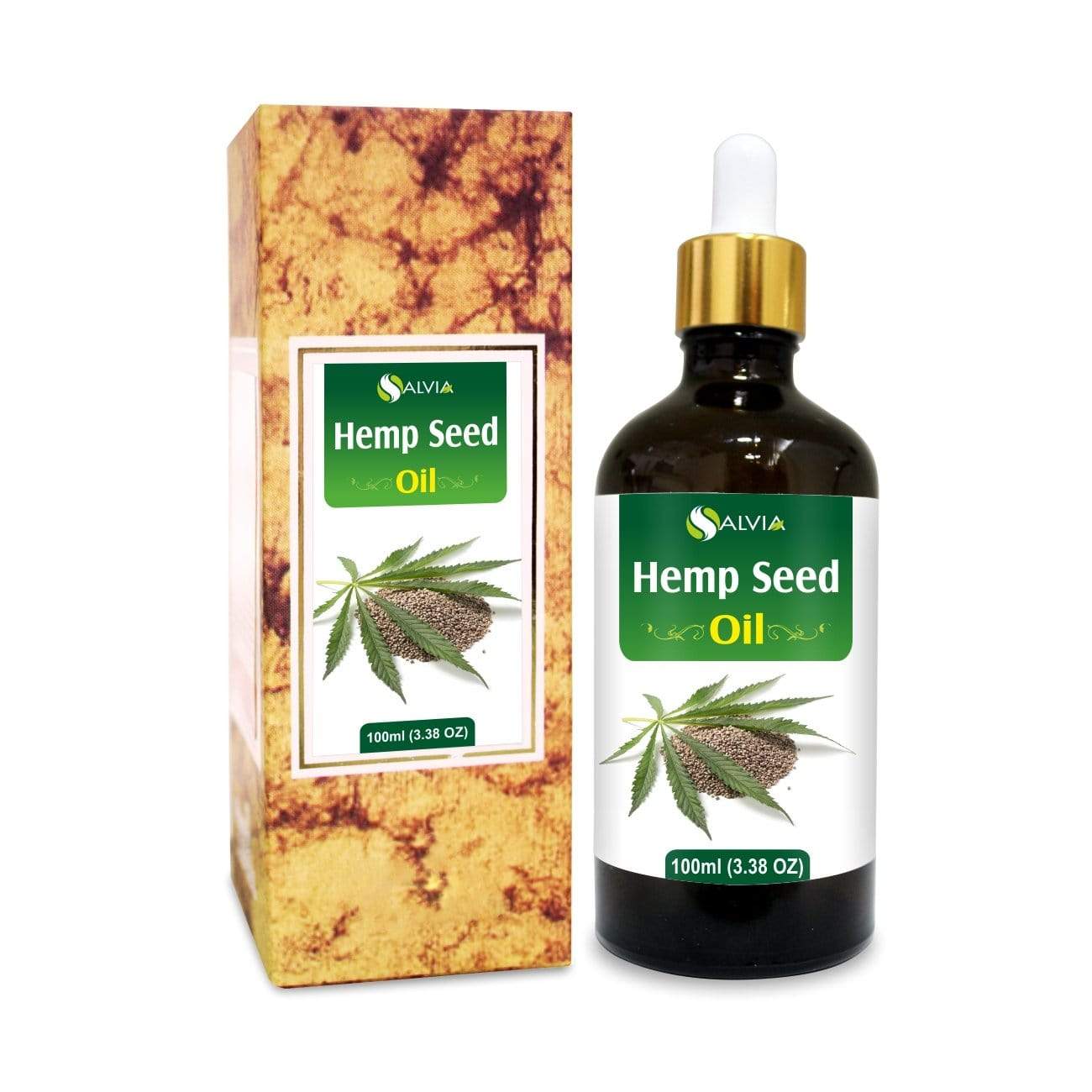Salvia Natural Carrier Oils 100ml Hemp Seed Oil (Cannabis sativa) | Pure And Natural Non- comedogenic Seed Oil | Alleviate Dry Skin, Strengthen Nails And Heal Cuticles, Remove Makeup, Condition Hair, Reduce Acne