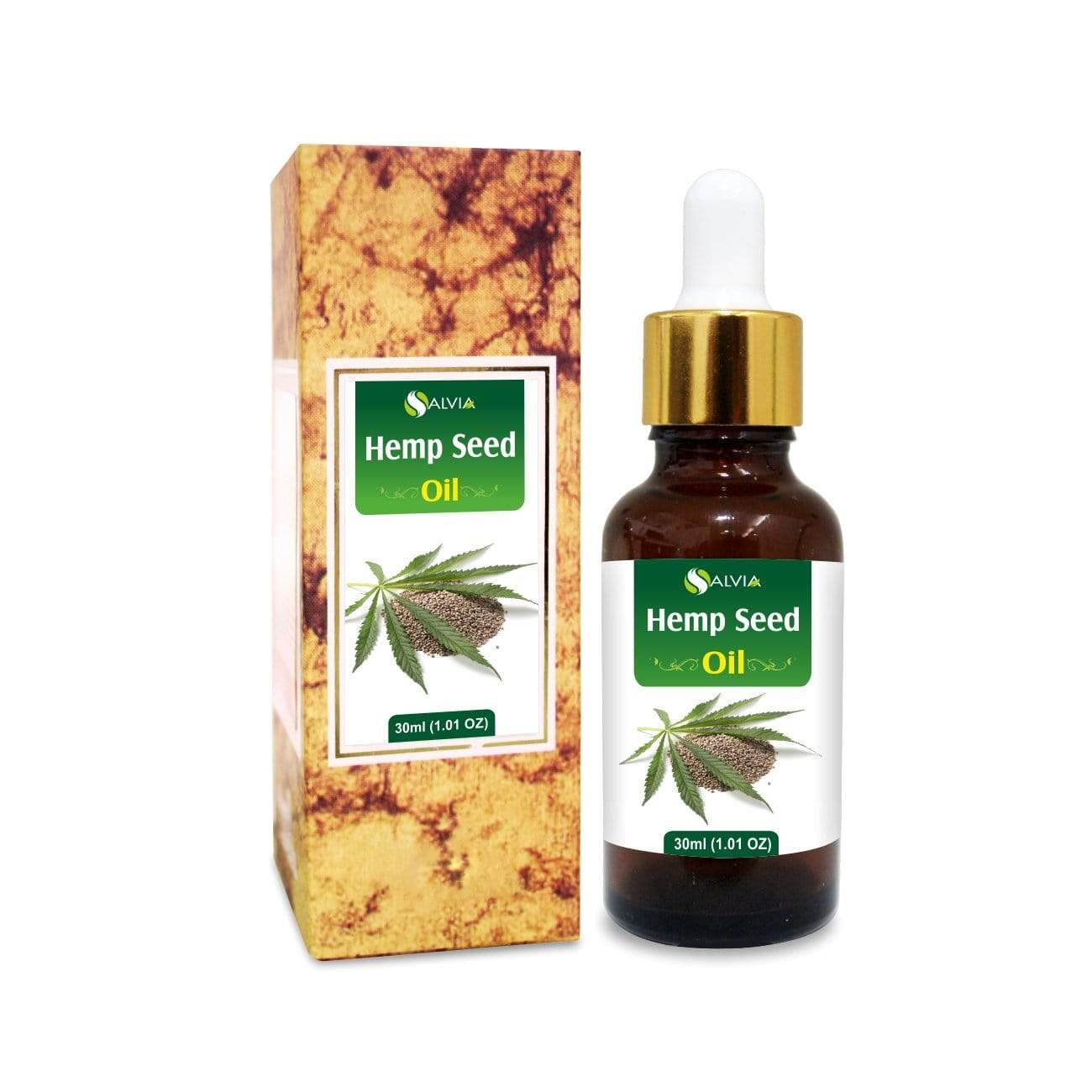 Salvia Natural Carrier Oils 30ml Hemp Seed Oil (Cannabis sativa) | Pure And Natural Non- comedogenic Seed Oil | Alleviate Dry Skin, Strengthen Nails And Heal Cuticles, Remove Makeup, Condition Hair, Reduce Acne